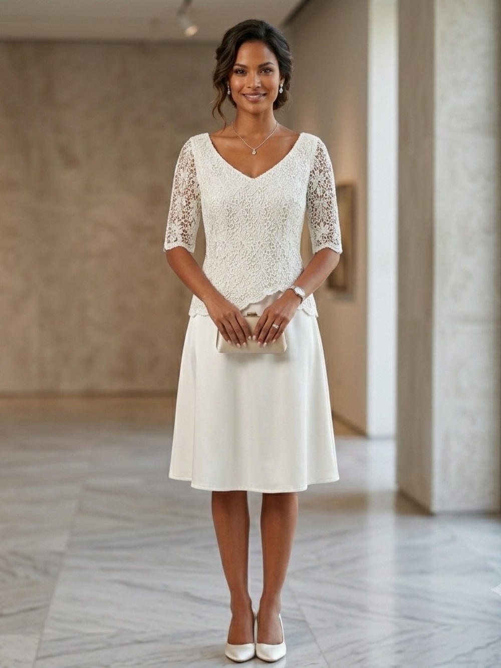 David’s bridal wedding Elegant White Lace Dress 12